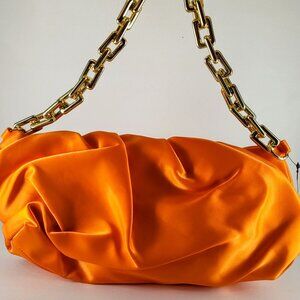 Blazing Orange Satin Purse with Gold Chain – Luxe & Timeless Elegance P 117